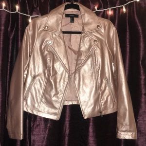 Forever 21 Metallic Faux Leather Moto Jacket
